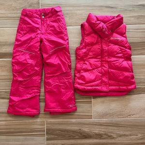Columbia Sport Girls Insulated Ski Pants and vest